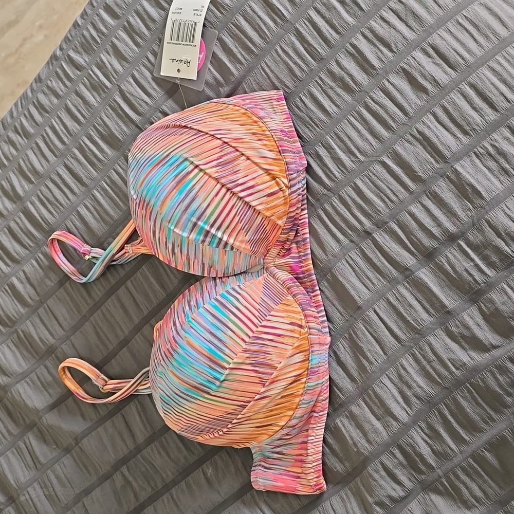 Colorful Striped Bikini Top Sz Xl Nwt - Picture 2 of 5